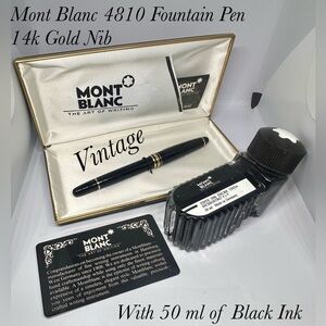 Mont Blanc 4810 Black Fountain Pen with 14k gold nib and gold detailing